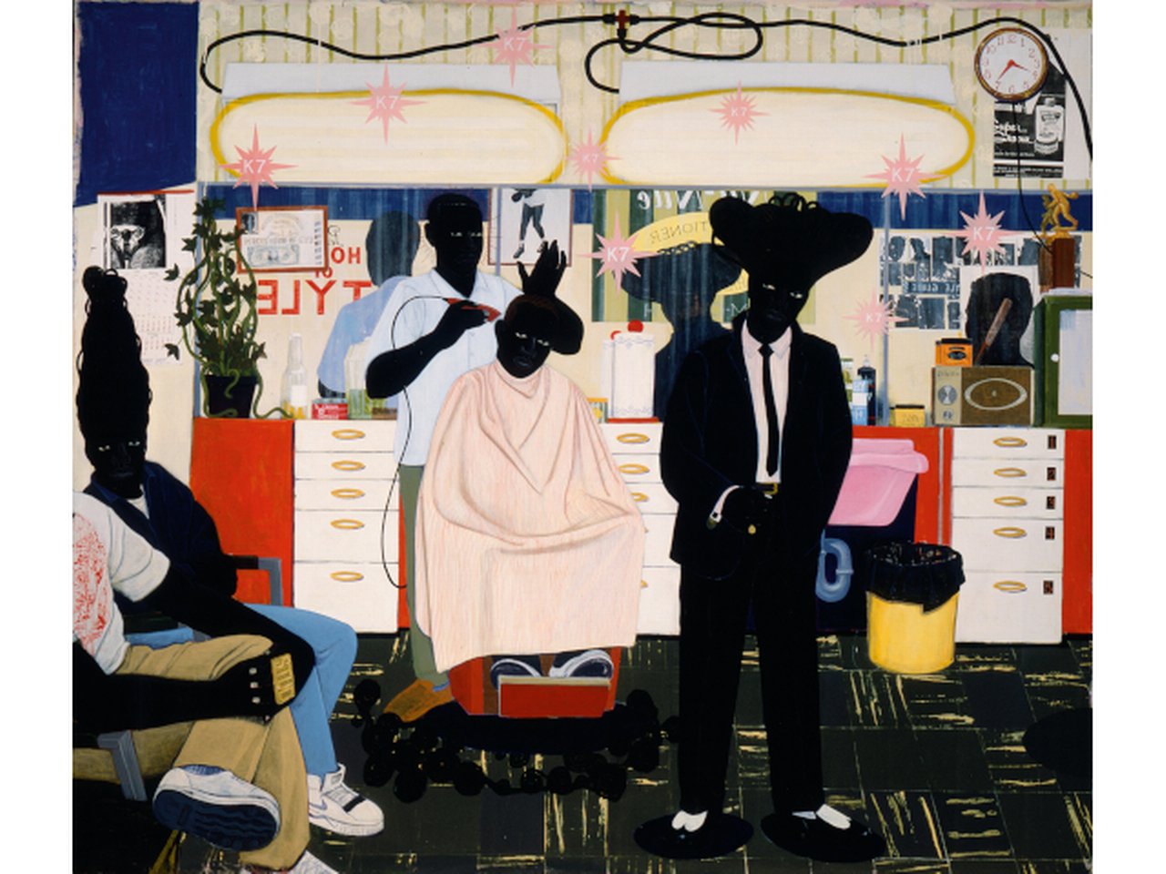 Kerry James Marshall, De Style, 1993. Acrylic and collage on canvas, 264.2 x 309.9 cm. Los Angeles County Museum of Art, Purchased with funds provided by Ruth and Jacob Bloom. © Kerry James Marshall. Photo: © Museum Associates/LACMA